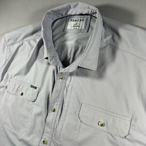 Mens Poncho Shirt XXL 2XL Gray Short Sleeve Button Up Fishing Vented Outdoor